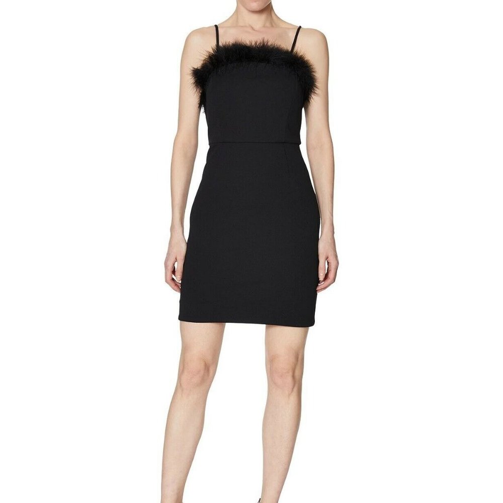Laundry by Shelli Black Faux Fur Cocktail Dress